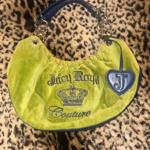 Juicy Couture Lime and Navy Velvet Bag